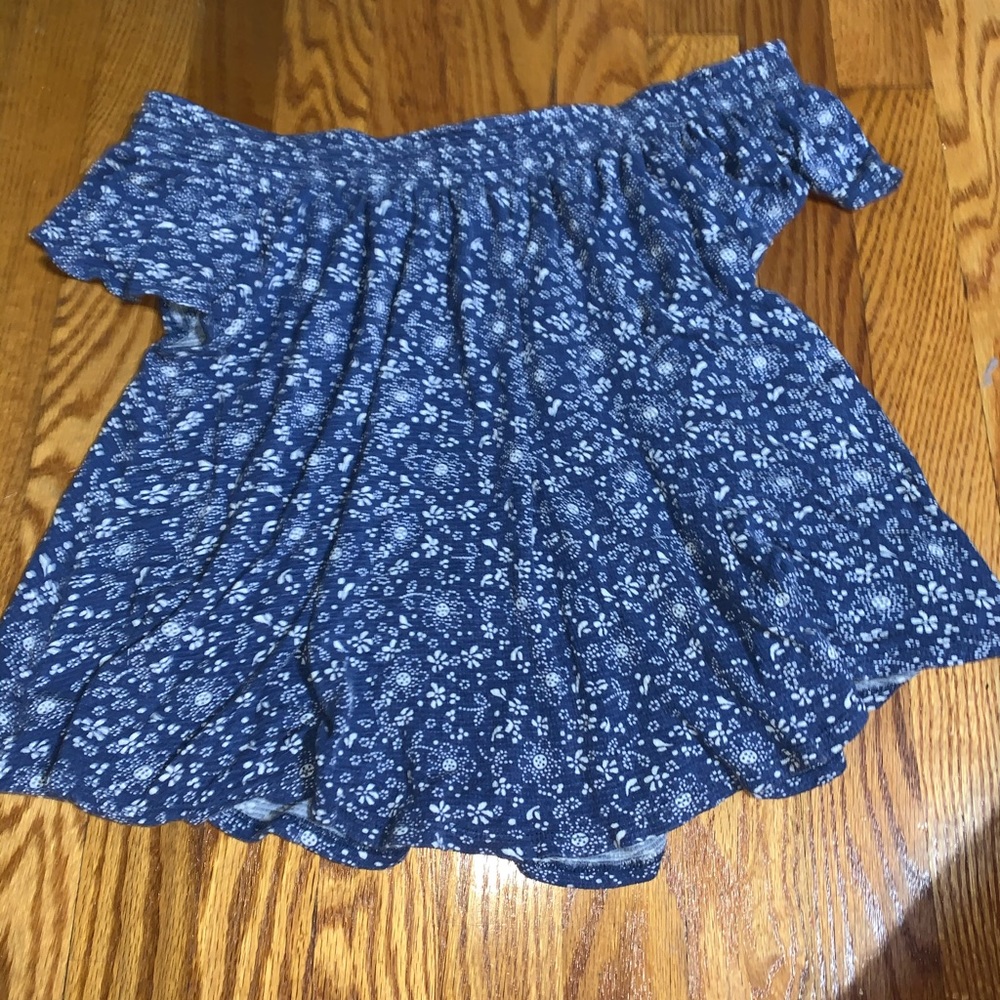 Cape and Juby Blue Floral Off The Shoulder Top